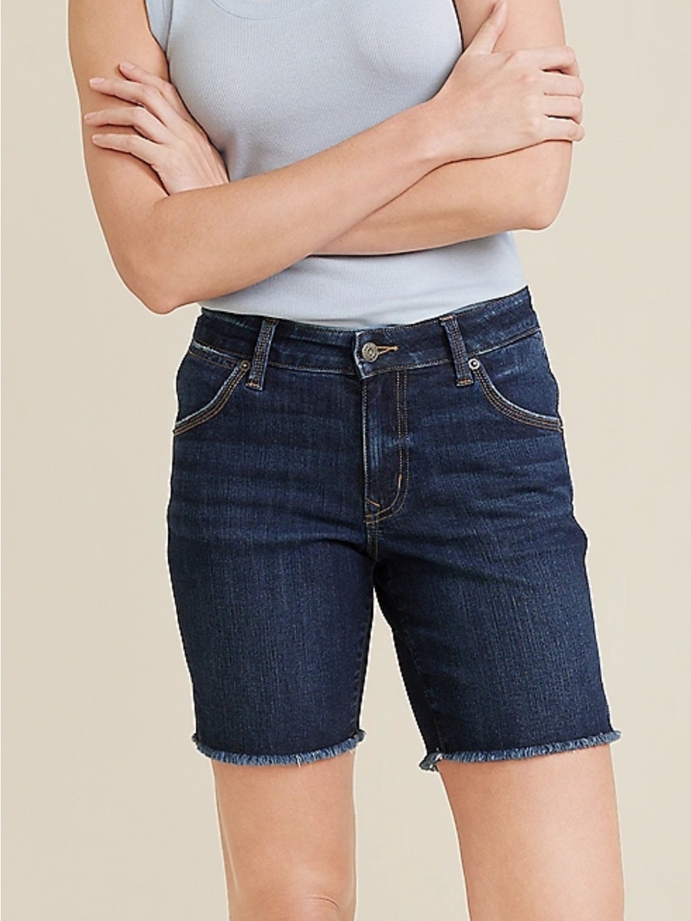 Dark Indigo Denim Bermuda Shorts - Women's